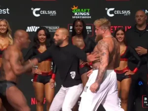 Mike Tyson Slaps Jake Paul During the Last Face-Off Before the Boxing Match