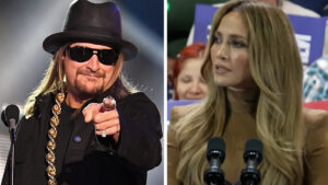 Kid Rock quickly turns from fan to enemy by refusing to let Jennifer Lopez perform on stage and ejecting her from the show following her significant endorsement.